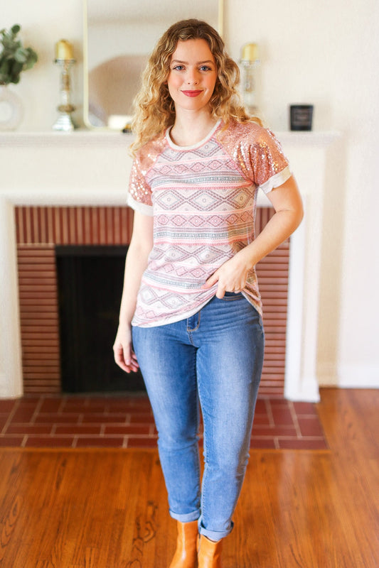 Pink Sequin Tee