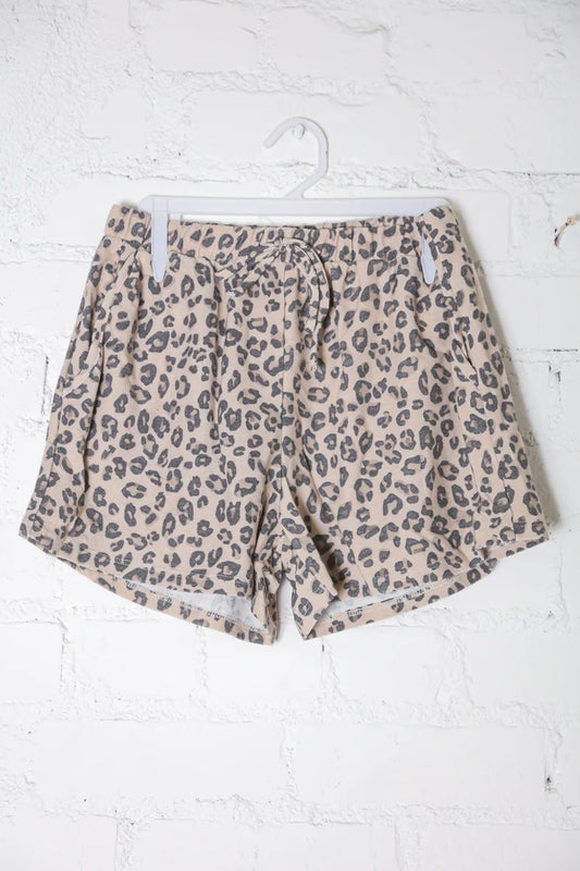 Taupe Animal Print Pocketed Shorts